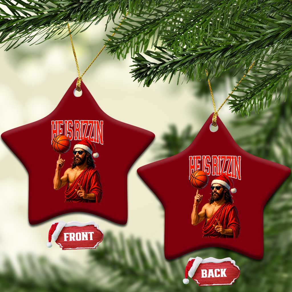 Jesus Basketball Xmas Ceramic Ornament He Is Rizzin TS14 Print Your Wear