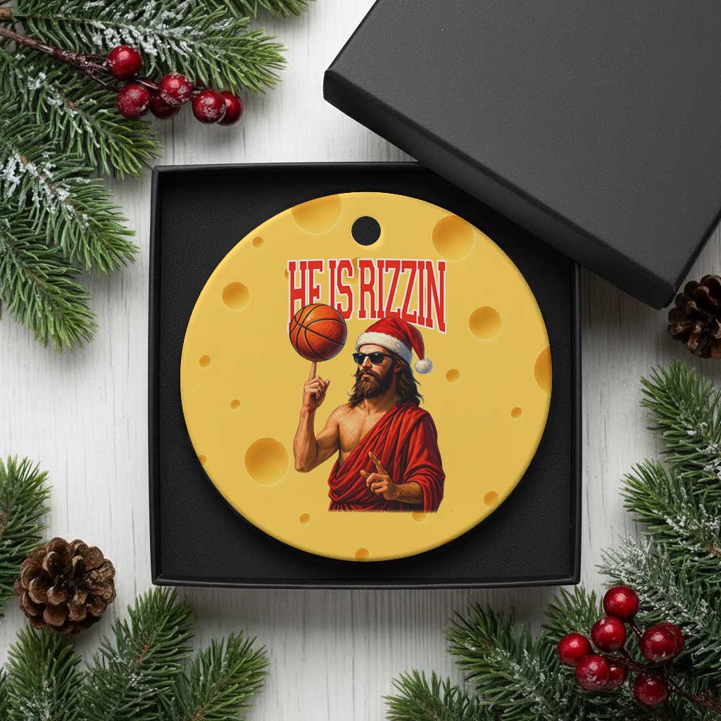 Jesus Basketball Xmas Ceramic Ornament He Is Rizzin TS14 1pc Yellow Cheese Print Your Wear