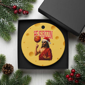 Jesus Basketball Xmas Ceramic Ornament He Is Rizzin TS14 1pc Yellow Cheese Print Your Wear