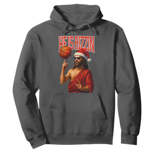 Jesus Basketball Christmas Hoodie He Is Rizzin TS14 Dark Heather Print Your Wear