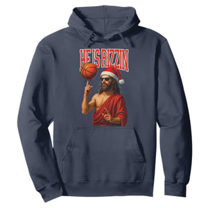 Jesus Basketball Christmas Hoodie He Is Rizzin TS14 Navy Print Your Wear