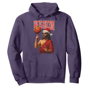 Jesus Basketball Christmas Hoodie He Is Rizzin TS14 Purple Print Your Wear