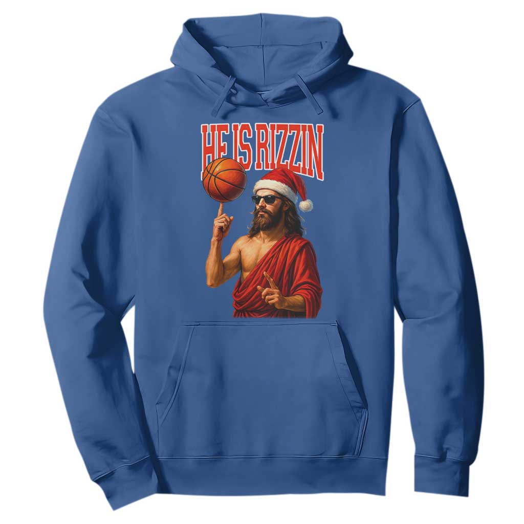 Jesus Basketball Christmas Hoodie He Is Rizzin TS14 Royal Blue Print Your Wear