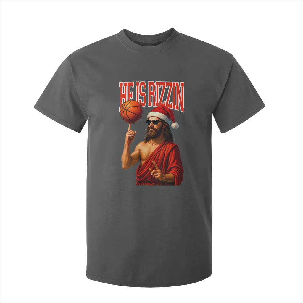 Jesus Basketball Christmas T Shirt For Kid He Is Rizzin TS14 Dark Heather Print Your Wear