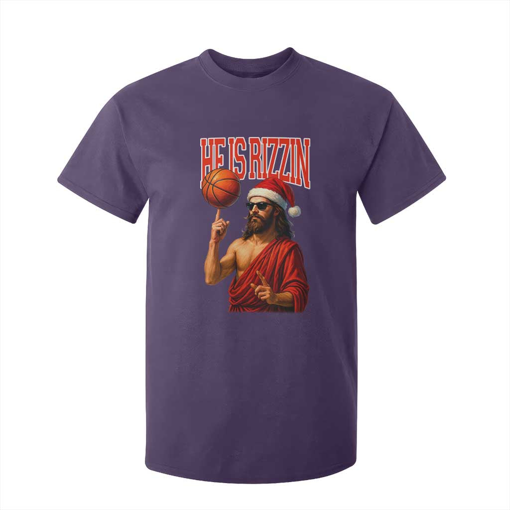 Jesus Basketball Christmas T Shirt For Kid He Is Rizzin TS14 Purple Print Your Wear