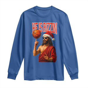 Jesus Basketball Christmas Long Sleeve Shirt He Is Rizzin TS14 Royal Blue Print Your Wear