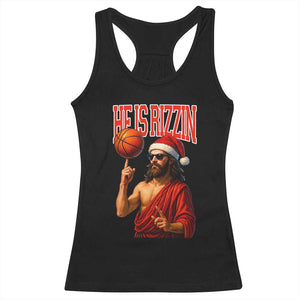 Jesus Basketball Christmas Racerback Tank Top He Is Rizzin TS14 Black Print Your Wear