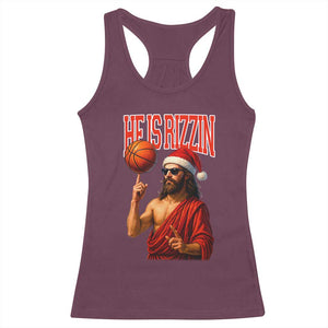 Jesus Basketball Christmas Racerback Tank Top He Is Rizzin TS14 Maroon Print Your Wear