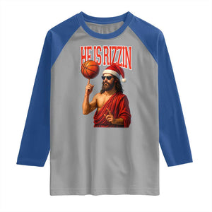 Jesus Basketball Christmas Raglan Shirt He Is Rizzin TS14 Sport Gray Royal Print Your Wear