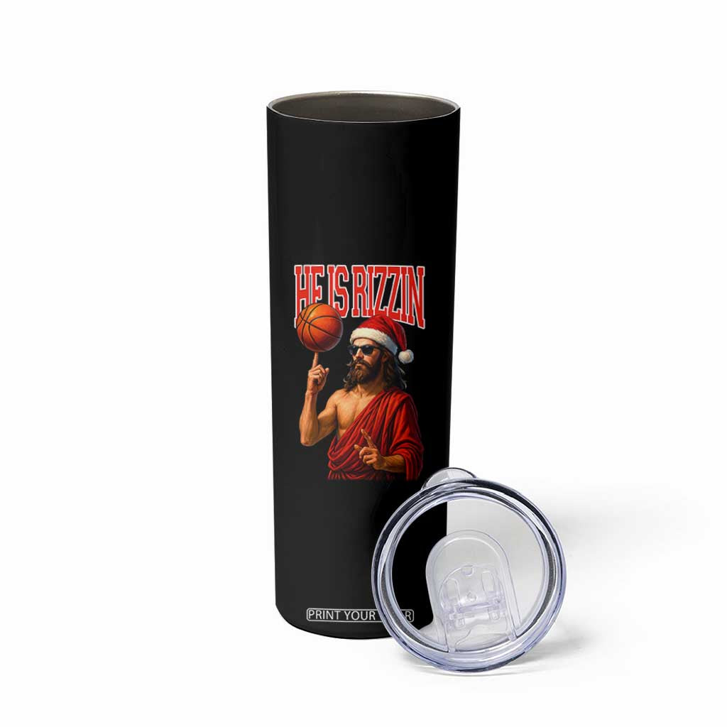 Jesus Basketball Christmas Skinny Tumbler He Is Rizzin TS14 Print Your Wear
