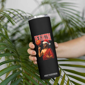 Jesus Basketball Christmas Skinny Tumbler He Is Rizzin TS14 Print Your Wear