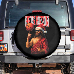 Jesus Basketball Christmas Spare Tire Cover He Is Rizzin TS14 No hole Black Print Your Wear