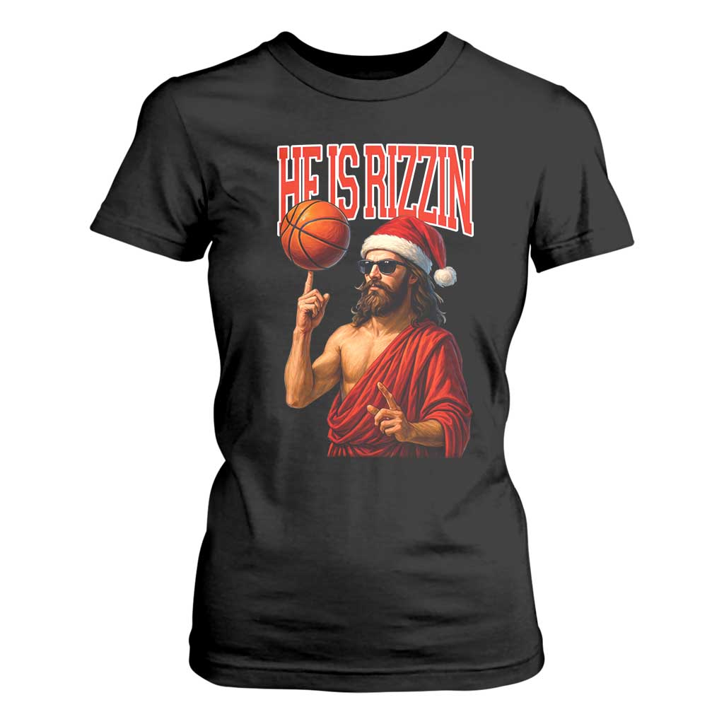 Jesus Basketball Christmas T Shirt For Women He Is Rizzin TS14 Black Print Your Wear