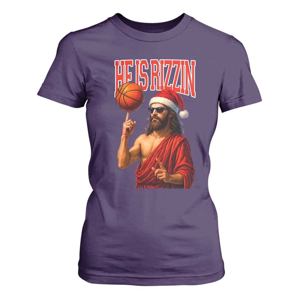 Jesus Basketball Christmas T Shirt For Women He Is Rizzin TS14 Purple Print Your Wear