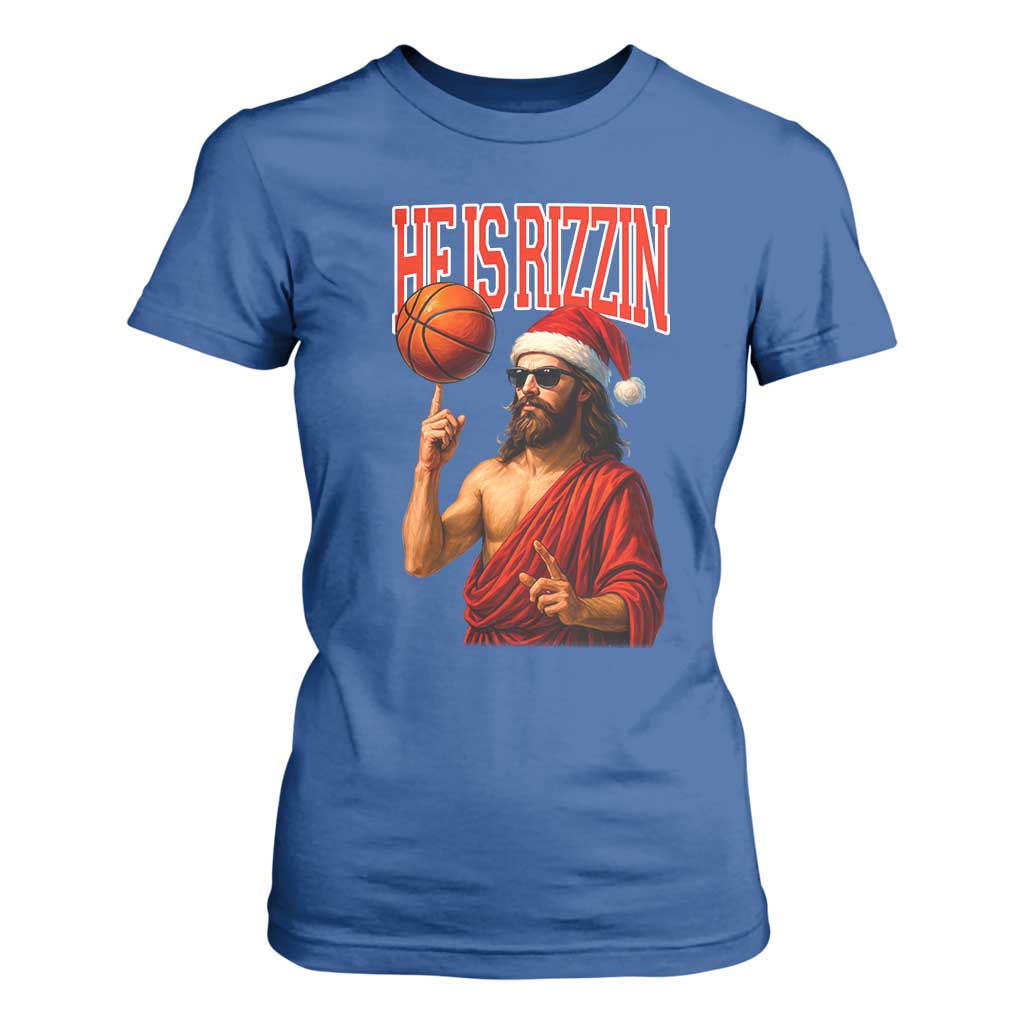 Jesus Basketball Christmas T Shirt For Women He Is Rizzin TS14 Royal Blue Print Your Wear