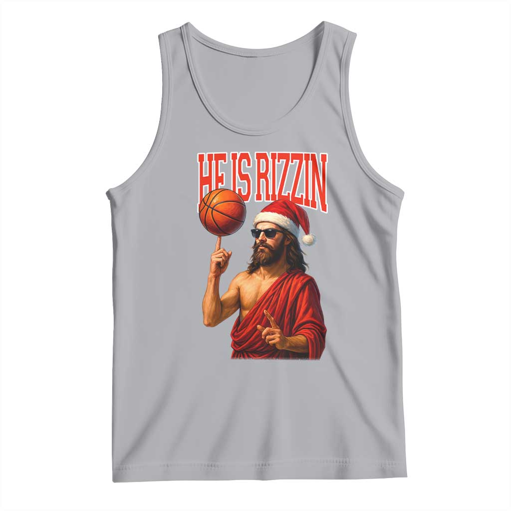 Jesus Basketball Christmas Tank Top He Is Rizzin TS14 Athletic Heather Print Your Wear