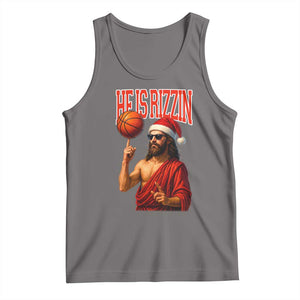 Jesus Basketball Christmas Tank Top He Is Rizzin TS14 Deep Heather Print Your Wear