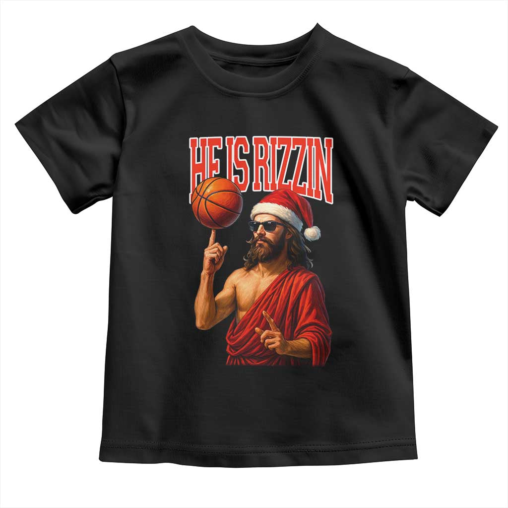 Jesus Basketball Christmas Toddler T Shirt He Is Rizzin TS14 Black Print Your Wear
