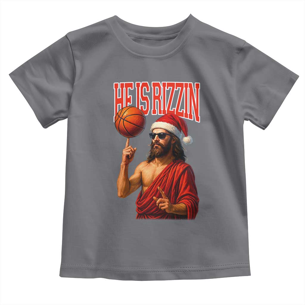 Jesus Basketball Christmas Toddler T Shirt He Is Rizzin TS14 Charcoal Print Your Wear