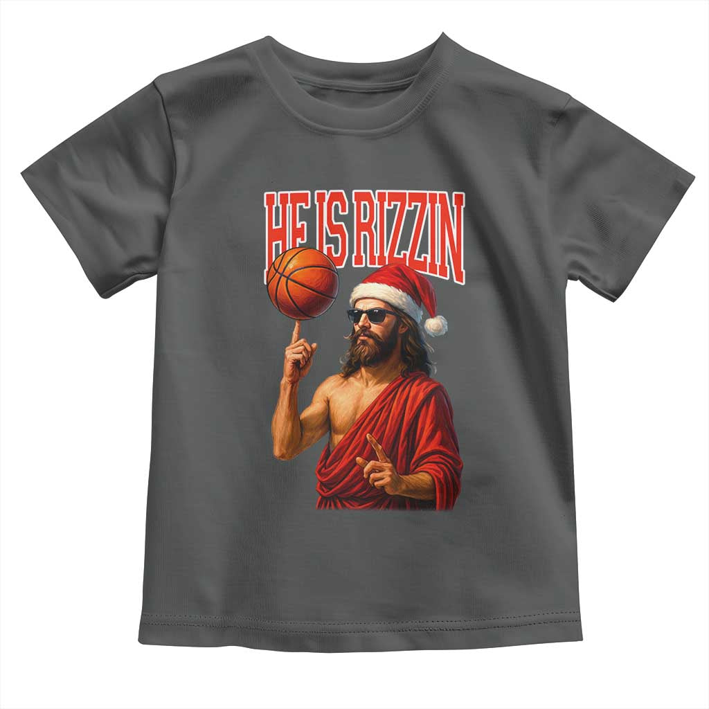 Jesus Basketball Christmas Toddler T Shirt He Is Rizzin TS14 Dark Heather Print Your Wear