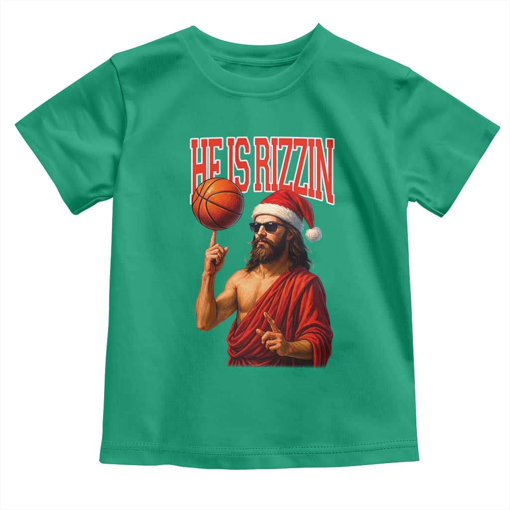 Jesus Basketball Christmas Toddler T Shirt He Is Rizzin TS14 Irish Green Print Your Wear