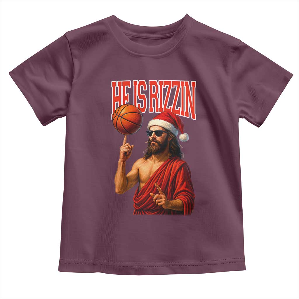Jesus Basketball Christmas Toddler T Shirt He Is Rizzin TS14 Maroon Print Your Wear