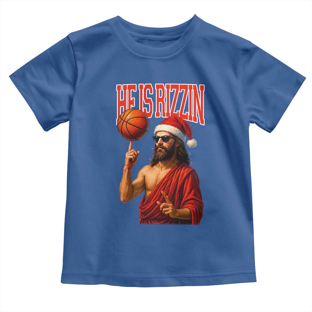 Jesus Basketball Christmas Toddler T Shirt He Is Rizzin TS14 Royal Blue Print Your Wear