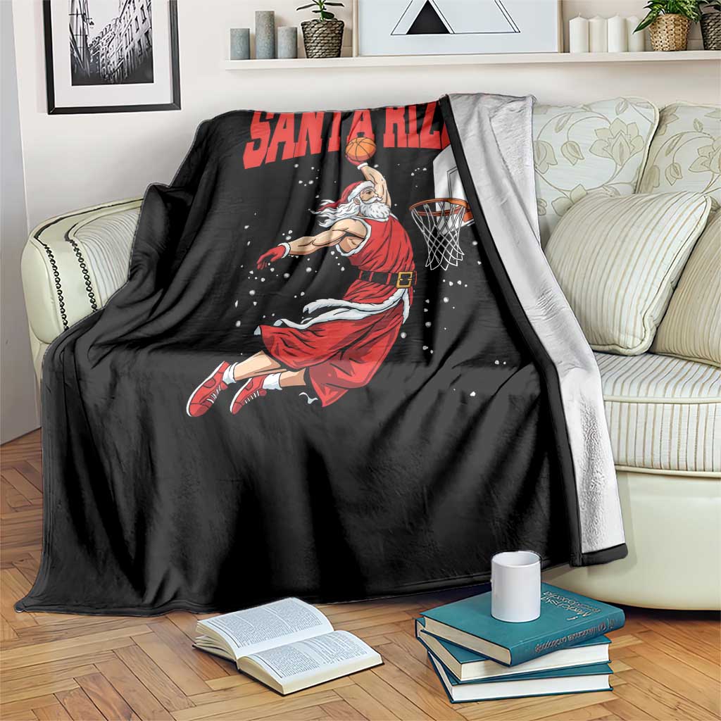 Santa Basketball Christmas Throw Blanket He Is Rizzin TS14 Print Your Wear
