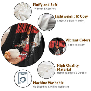 Santa Basketball Christmas Throw Blanket He Is Rizzin TS14 Print Your Wear