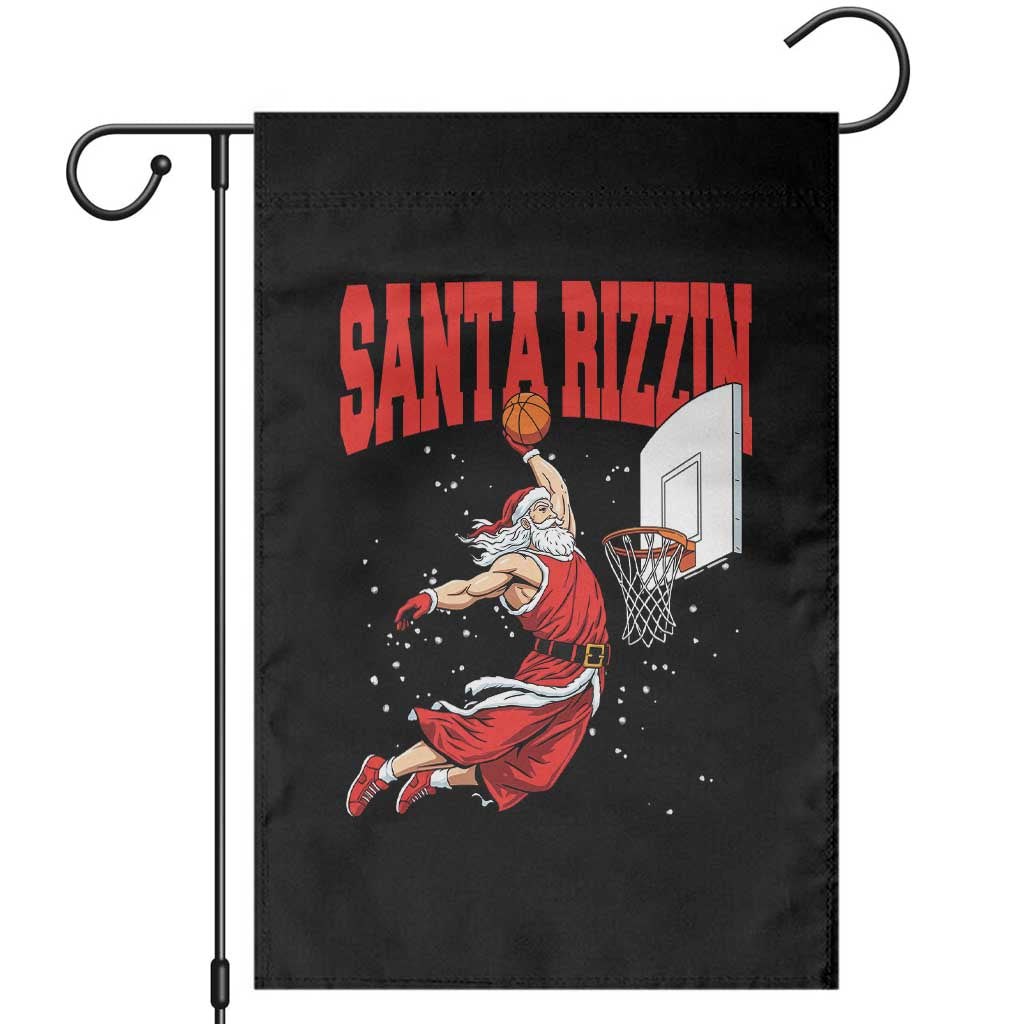 Santa Basketball Christmas Garden Flag He Is Rizzin TS14 Black Print Your Wear