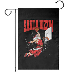 Santa Basketball Christmas Garden Flag He Is Rizzin TS14 Black Print Your Wear