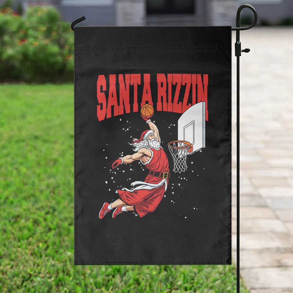 Santa Basketball Christmas Garden Flag He Is Rizzin TS14 Print Your Wear