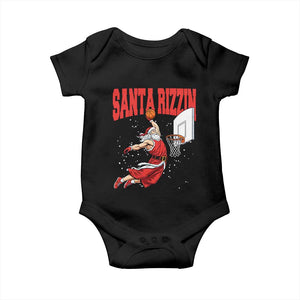 Santa Basketball Christmas Baby Onesie He Is Rizzin TS14 Black Print Your Wear