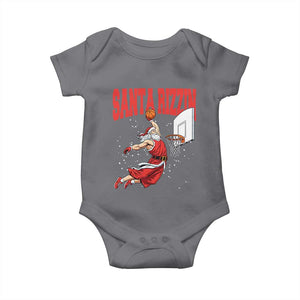 Santa Basketball Christmas Baby Onesie He Is Rizzin TS14 Charcoal Print Your Wear
