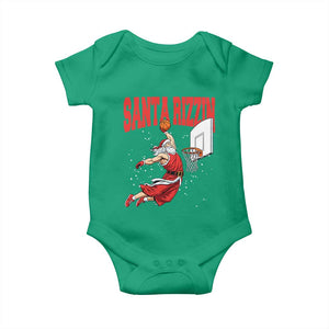 Santa Basketball Christmas Baby Onesie He Is Rizzin TS14 Irish Green Print Your Wear