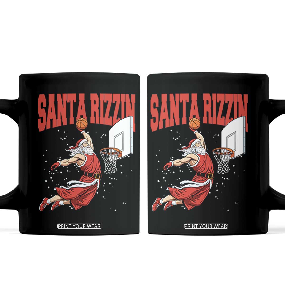 Santa Basketball Christmas Coffee Mug He Is Rizzin TS14 Black Print Your Wear