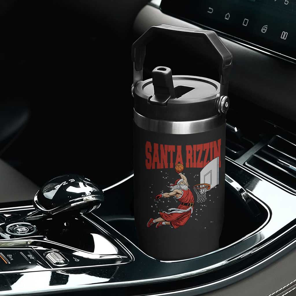 Santa Basketball Christmas Flip Straw Tumbler He Is Rizzin TS14 Print Your Wear