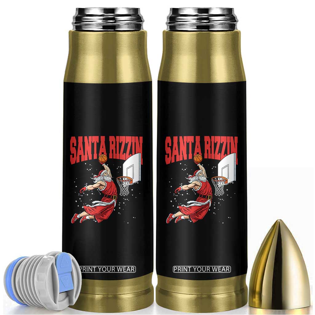 Santa Basketball Christmas Bullet Tumbler He Is Rizzin TS14 Black Print Your Wear