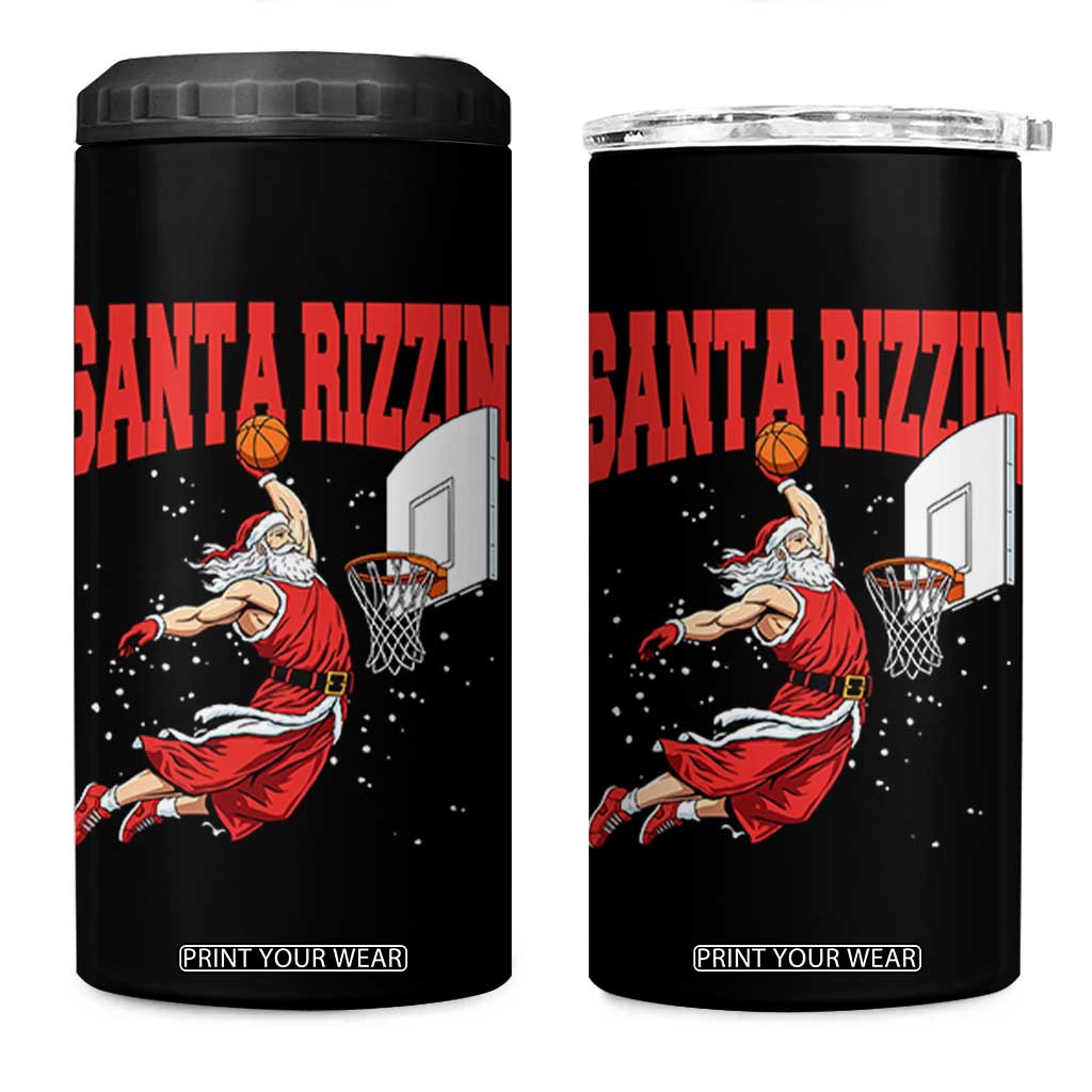 Santa Basketball Christmas 4 in 1 Can Cooler Tumbler He Is Rizzin TS14 One Size: 16 oz Black Print Your Wear