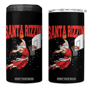 Santa Basketball Christmas 4 in 1 Can Cooler Tumbler He Is Rizzin TS14 One Size: 16 oz Black Print Your Wear