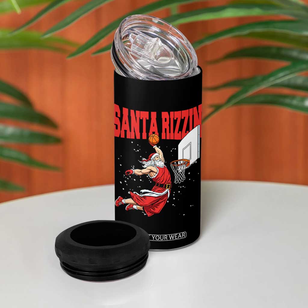 Santa Basketball Christmas 4 in 1 Can Cooler Tumbler He Is Rizzin TS14 Print Your Wear