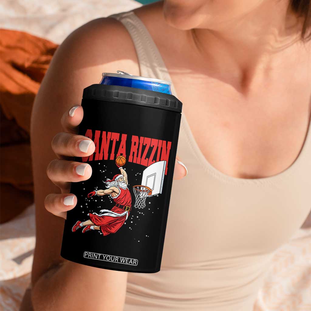 Santa Basketball Christmas 4 in 1 Can Cooler Tumbler He Is Rizzin TS14 Print Your Wear