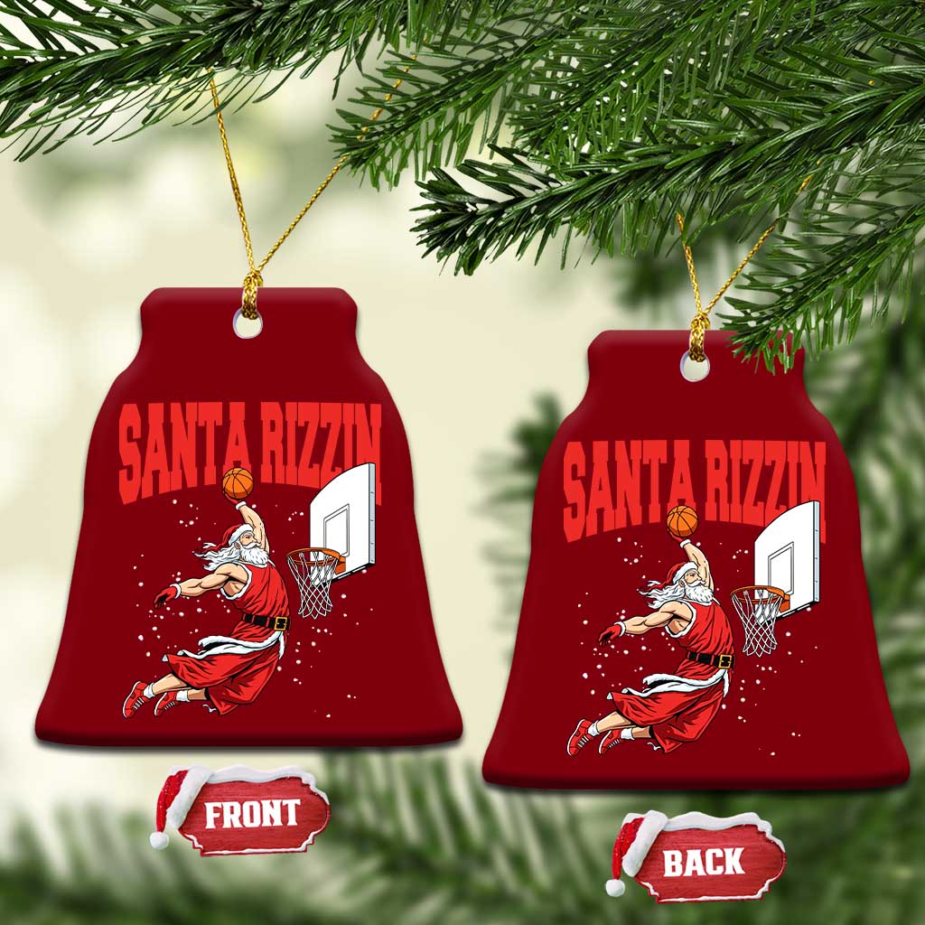 Santa Basketball Xmas Ceramic Ornament He Is Rizzin TS14 Print Your Wear