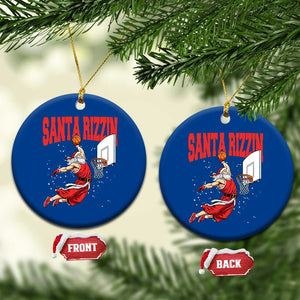 Santa Basketball Xmas Ceramic Ornament He Is Rizzin TS14 1pc Blue Print Your Wear