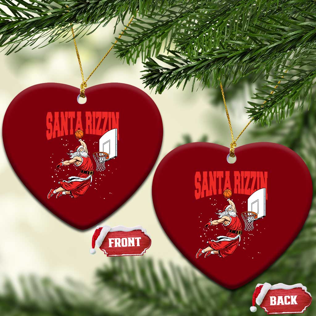 Santa Basketball Xmas Ceramic Ornament He Is Rizzin TS14 Print Your Wear