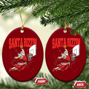 Santa Basketball Xmas Ceramic Ornament He Is Rizzin TS14 Print Your Wear