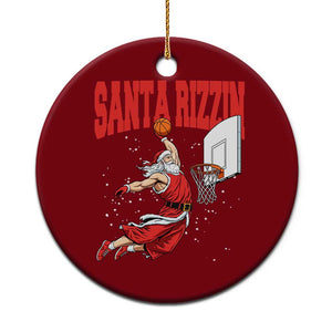 Santa Basketball Xmas Ceramic Ornament He Is Rizzin TS14 1pc Red Print Your Wear
