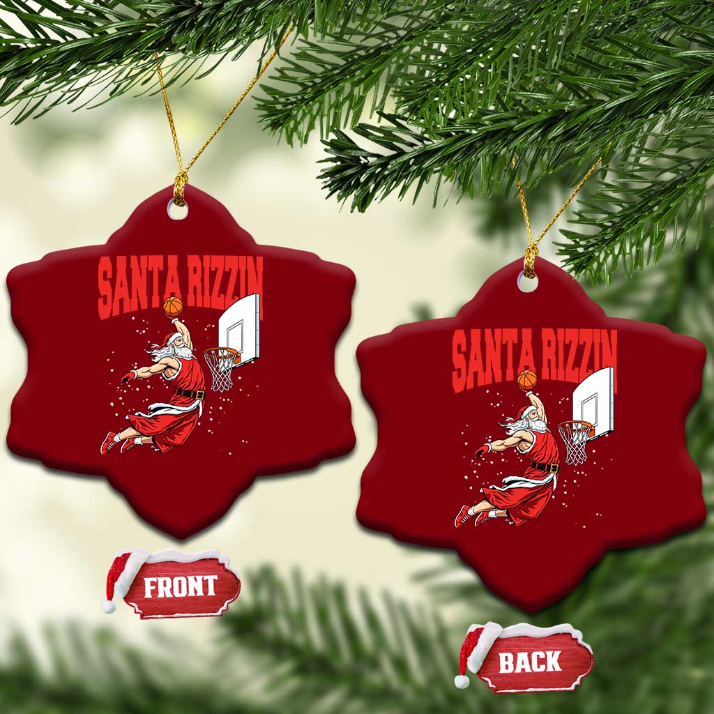 Santa Basketball Xmas Ceramic Ornament He Is Rizzin TS14 Print Your Wear