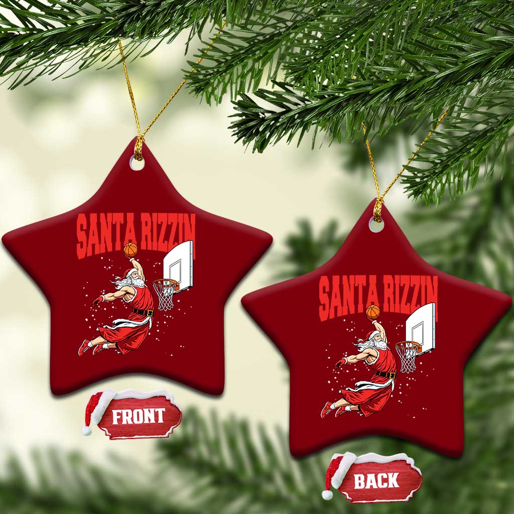 Santa Basketball Xmas Ceramic Ornament He Is Rizzin TS14 Print Your Wear