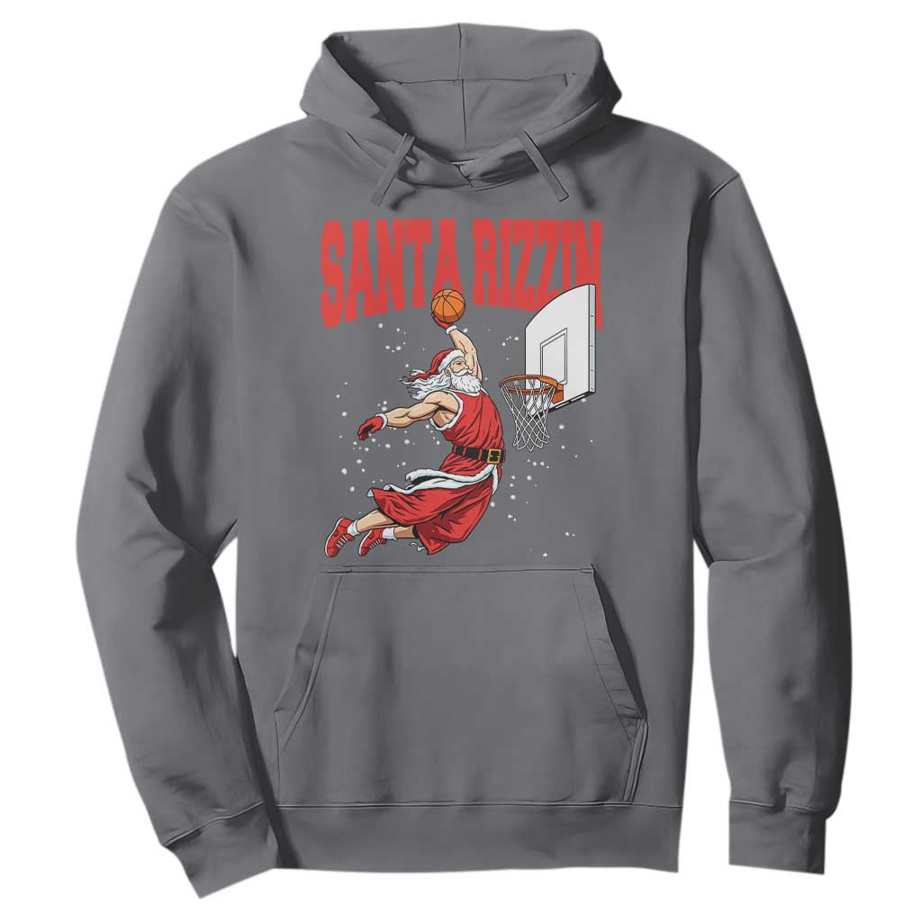 Santa Basketball Christmas Hoodie He Is Rizzin TS14 Charcoal Print Your Wear